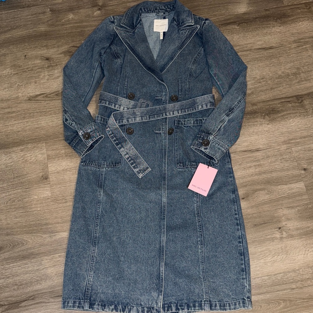 Avec Les Filles Blue Jean Jacket Coat - Picture 5 of 11